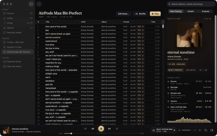 A smart playlist, bit-perfect on AirPods Max